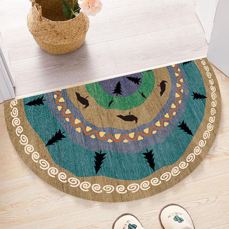 Nordic Entrance Doormat Anti Slip Floral Door Floor Mat Indoor Half Round Welcome Mat Bathroom Hallway Carpet Kitchen Area Rugs