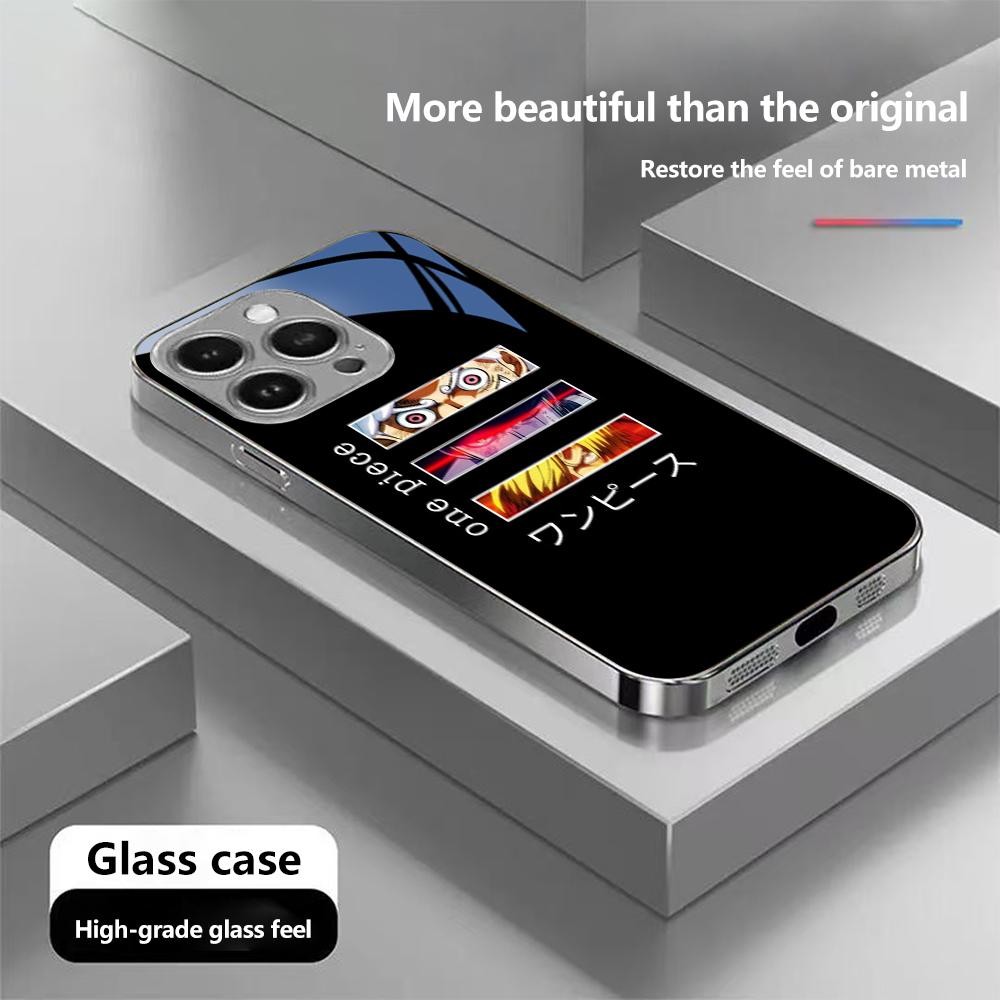 N198 Новый стильный чехол для телефона One Piece Luffy Anime для iPhone 16 15 Pro Max 8 Samsung S24 S23 A54 A35 Redmi Note 13 Pro Покрытая рамка Закаленное стекло Чехол