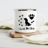 Peace Love Dogs Print Креативные эмалевые кофейные кружки с изображением мультяшных такс Собачьи лапки для вечеринок Пиво Сок Молоко Чашки Подарки на день рождения другу