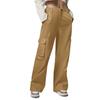 Women's Fashionable Solid Color Work Pants With Pockets Casual Pants