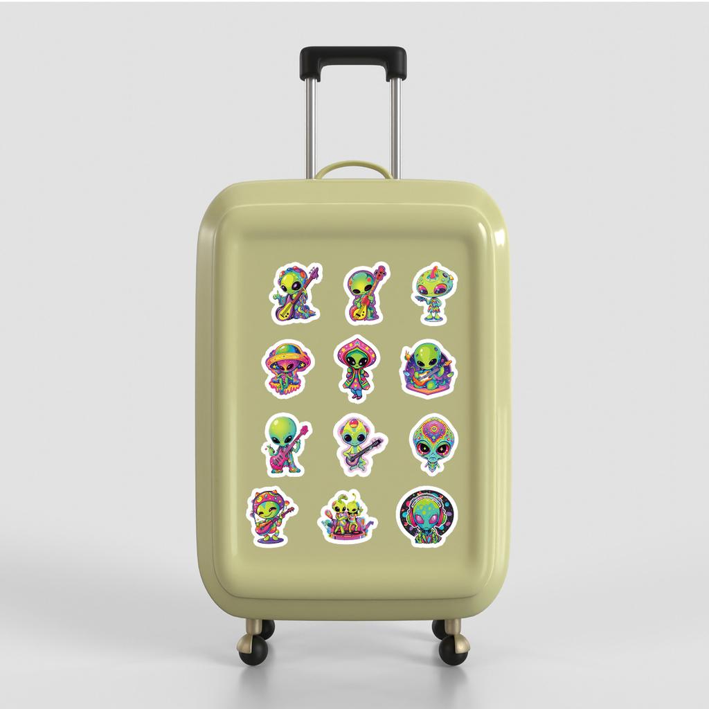 50 Разноцветных Мультяшных Наклеек-Дудлов с Инопланетянами Креативные Наклейки с Инопланетянами Водонепроницаемые Декоративные Наклейки для Компьютера и Водной Чашки