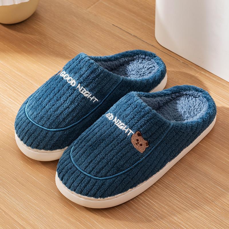 Cotton Slippers Men's Autumn and Winter Indoor Home New Velvet Warm Household Cotton Shoes Women's Winter