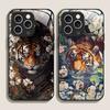 Креативная чехол-бампер из закаленного стекла с принтом цветов и тигра для IPhone 17 16 Pro Max 15 14 Plus 13 12 Mini 11 PRO MAX Цветочный чехол