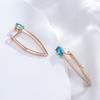 Personality V Shape Blue Zircon Dangle Earrings for Women Luxury Party Daily Jewelry