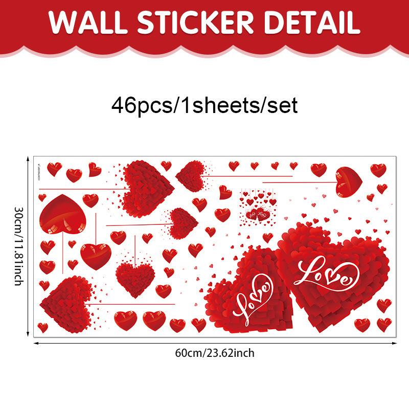 M-Heart Shaped Wall Window Stickers Valentine's Day Festive Party Wedding Atmosphere Decorations For Home Party Shop Restaurant