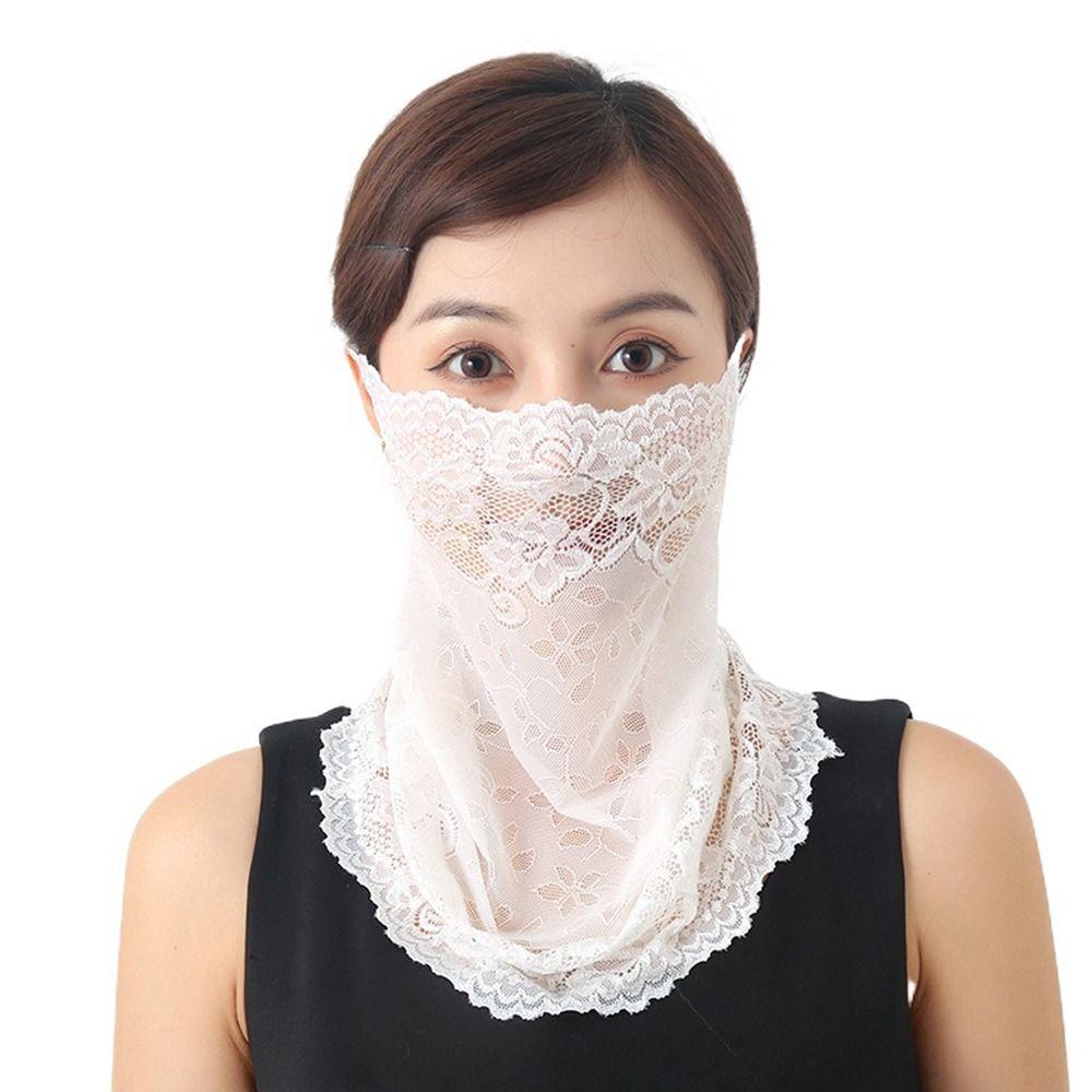 Cycling Hiking Sun UV Protection Hanging Ear Sports Face Scarves Lace Mask Neck Scarf Face Cover