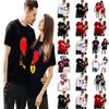 Men Women Valentine's Day Blouses Round Neck Letter Love Print Couples Shirts Tops