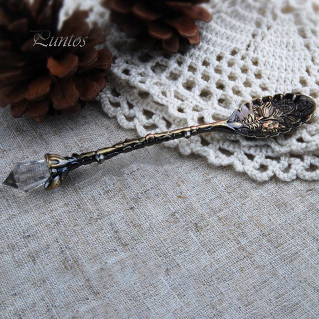 Чистые продукты, винтажная цветочная резьба, чай, кофе, десертная ложка, посуда с длинной хрустальной ручкой