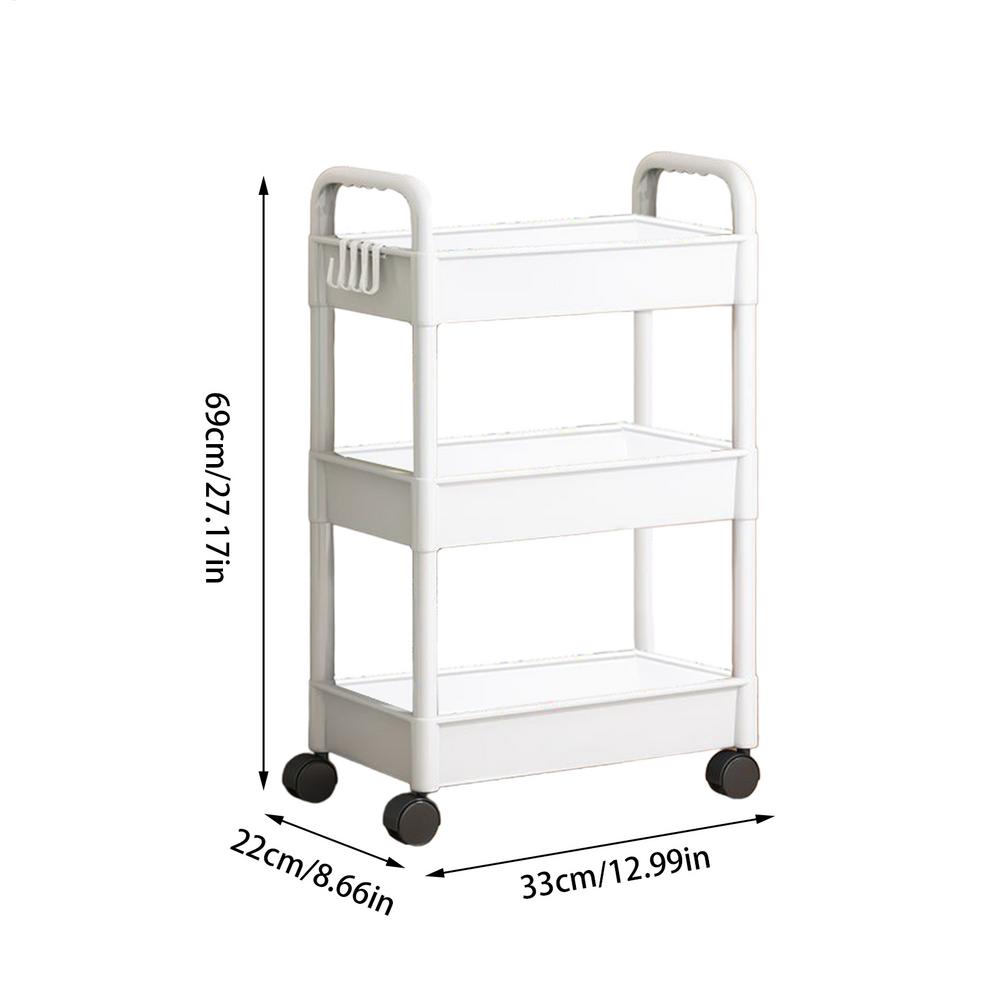Household Multi-layer Small Cart Storage Rack Floor To Floor Kitchen Bedroom Bathroom Storage Rack With Wheels Rolling Cart