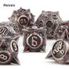 7 Pcs Silver Red Meteor Hammer Metal Dice Solid Metal Polyhedral Dice Set Suitable for Role-Playing RPG  Board Game Card Game