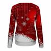 Женский повседневный модный рождественский принт с длинным рукавом и круглым вырезом, пуловер, топ