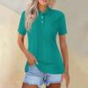 Women's Fashion Casual Lapel Short Sleeve Solid Color Shirt Women's Button Up Tops