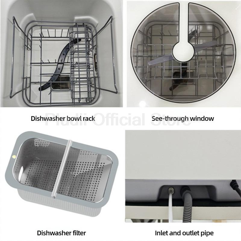 800 Вт Умная посудомоечная машина Вместимость 21-40 л Портативная настольная стиральная машина Озоновая дезинфекция Компактная посудомоечная машина для кухни