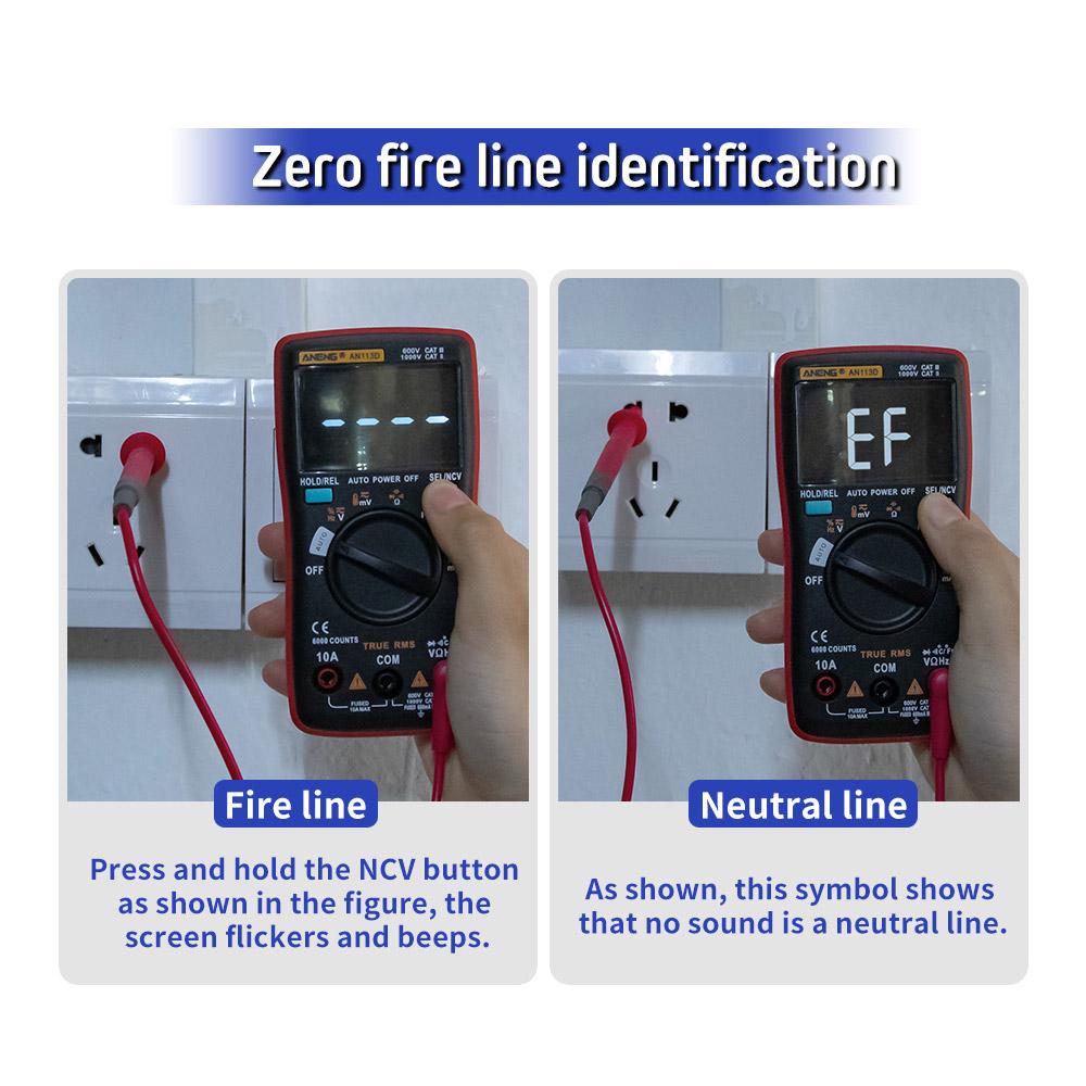 Aneng Цифровой мультиметр AN113D, электрический счетчик, 6000 отсчетов, тестер напряжения постоянного/переменного тока