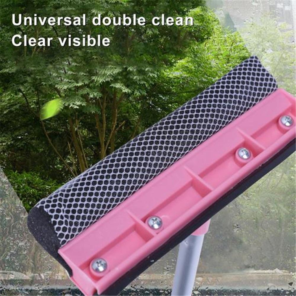 Window Cleaner with Retractable Handle Glass Doors Mirrors Natural Rubber Scraper Adjustable Length Window Wiper