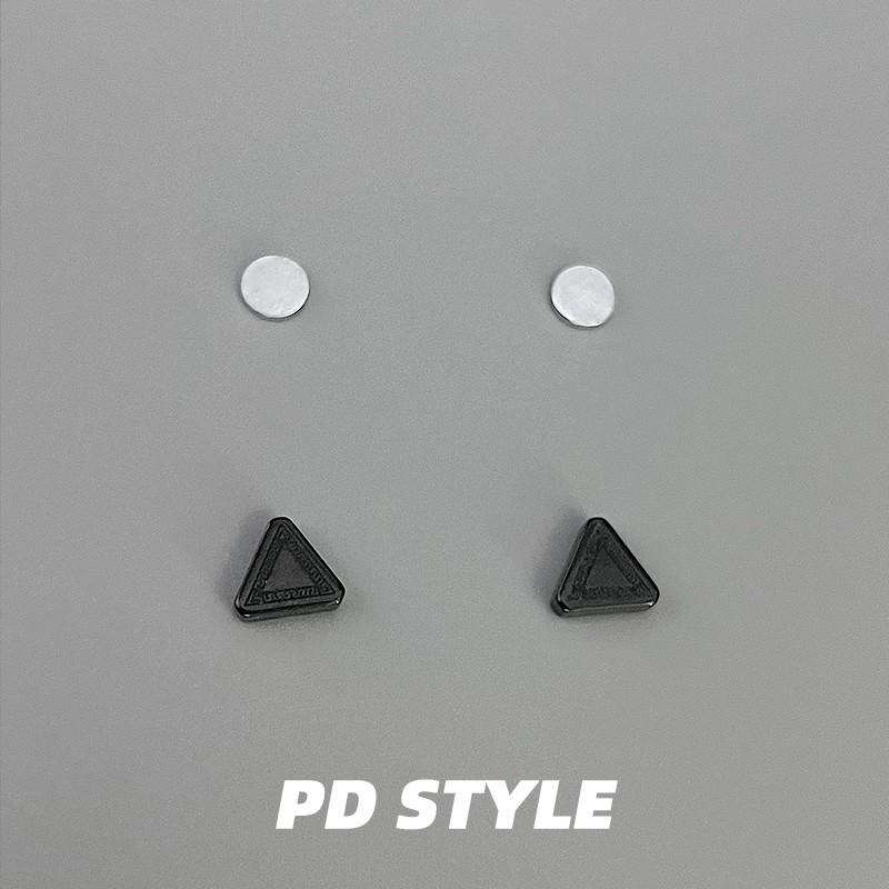 2025 Korean Style Magnetic Non-Piercing Triangle Stud Earrings: Trendy Dark Pattern for Men’s Unique Style