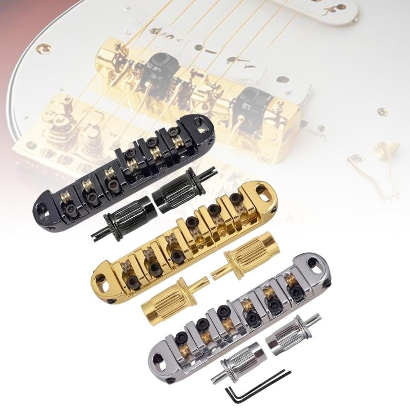 6 String Guitar Bridge Replacement Roller Saddles Guitar Bridge Tailpiece Electric Guitar Bridge Easy to Install