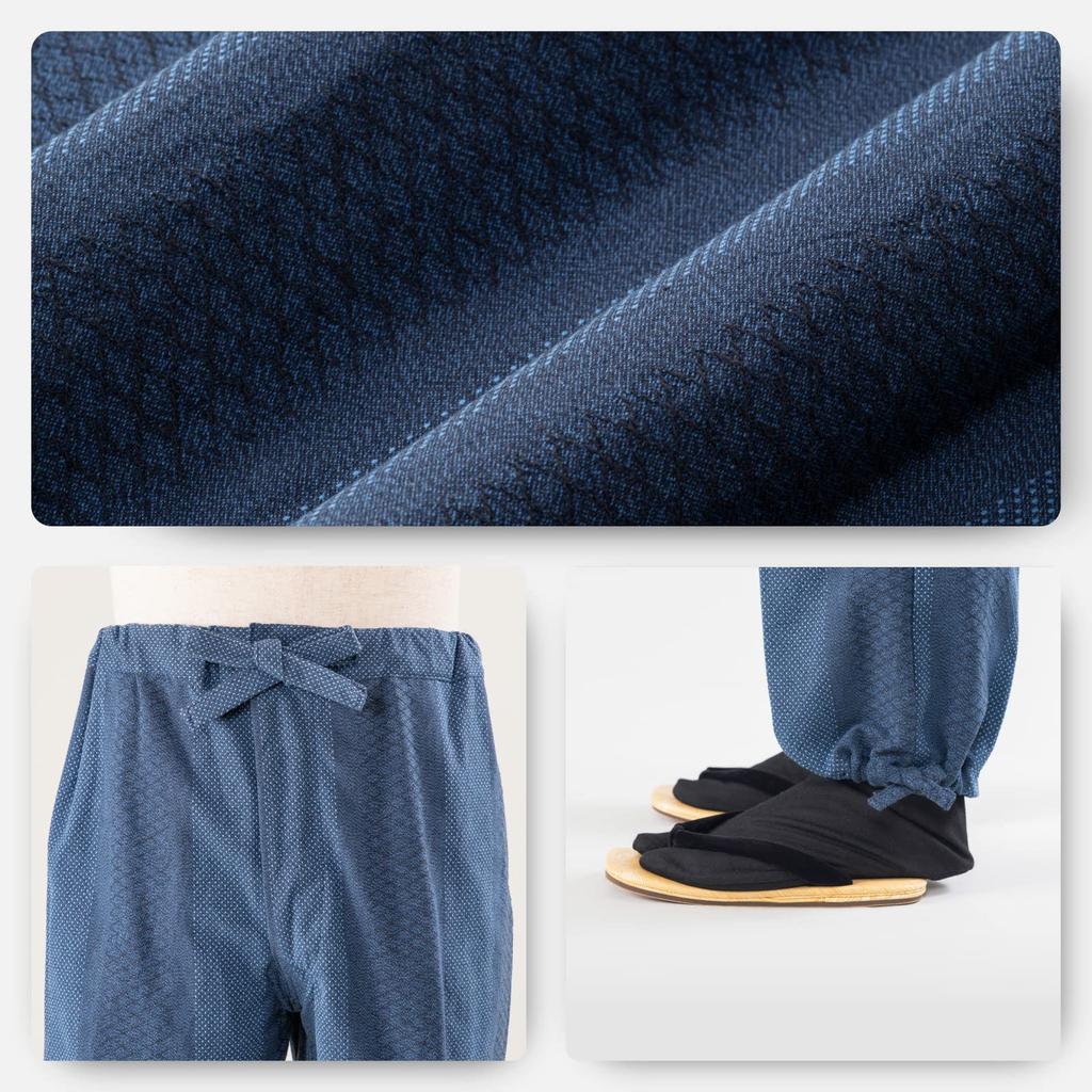 Samue Enshu Dyed Dobby Sashiko LL A Stylish Samue Woven with a Stylish Pattern Navy [Ai Indigo] (LL, Blue)