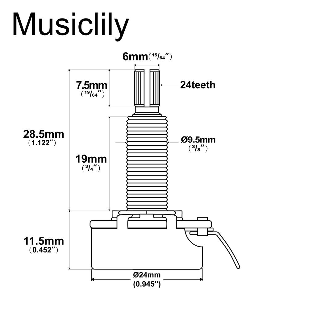 CTS 450 A500K Pot Long Split Shaft Inch A Curve Potenciometer для электрогитары Bass 3/4 10% (Набор 4)