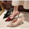 Bow Slingbacks High Heels Sandal For Woman Sexy Pointed Toe Patent Leather High Heels Shoes 2025Summer Elegant Woman Heeled Shoe