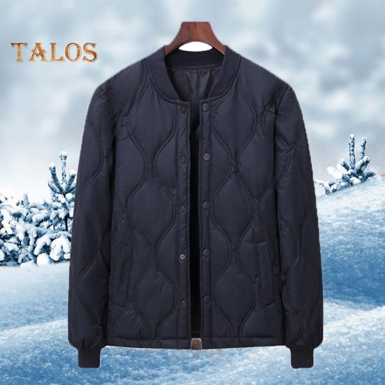 Мужское пуховое пальто с воротником-стойкой, длинными рукавами, застежкой на пуговицы, однотонная куртка с боковыми карманами, стеганая верхняя одежда для отдыха на открытом воздухе