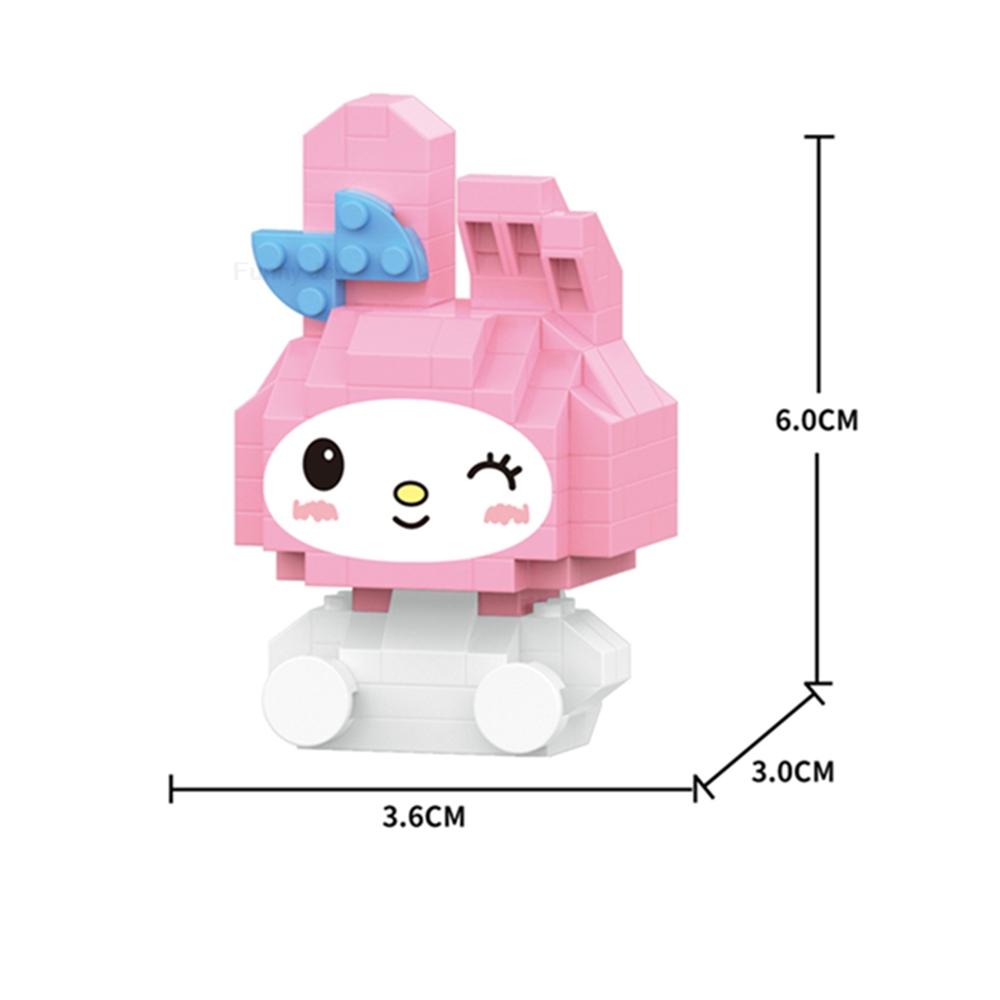 Cartoon Anime Blocks Kuromi My Melody Cinnamoroll Mouse Building Blocks Doll Toy Kids Birthday Gift