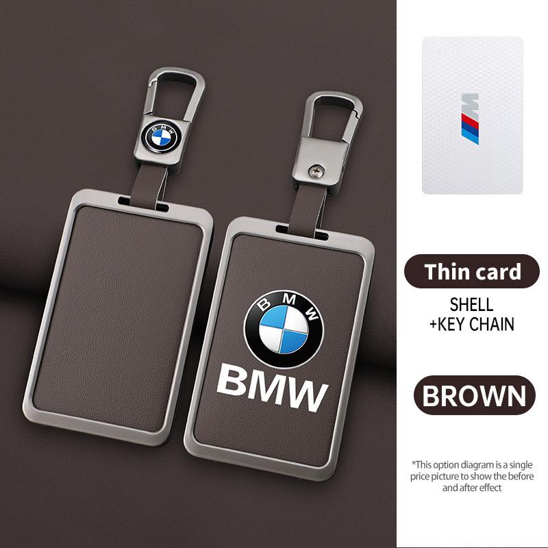 SQLI6 Zinc Alloy Leather Car Smart NFC Card Key Case Cover Shell For BMW M 3 5 7 Series X1 X3 X5 X6 X7 535le Auto Keychain Accessories
