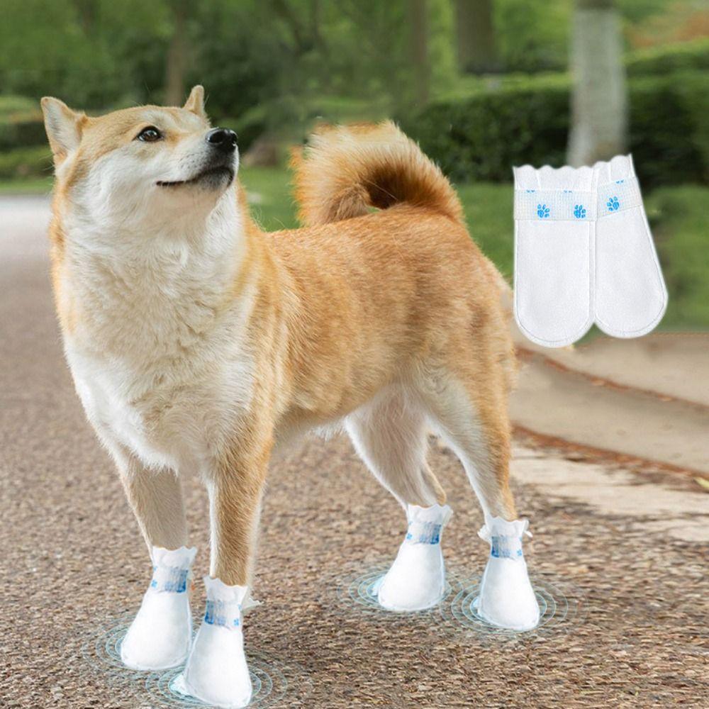 12pcs/set Waterproof Dogs Foot Covers Breathable Dog Disposable Booties Dog Rain Shoes Rainy Day