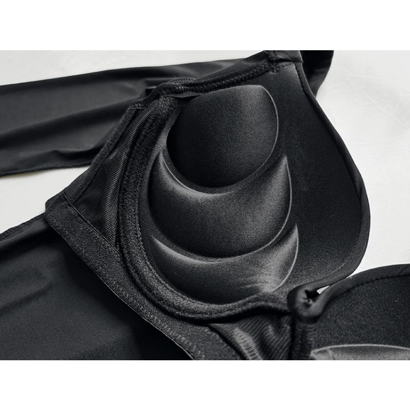 Заверните и отрегулируйте форму спины. Бюстгальтер с гладкой поверхностью, длинными рукавами и снизу со стальными кольцами. Наденьте сексуальное нижнее белье снаружи.