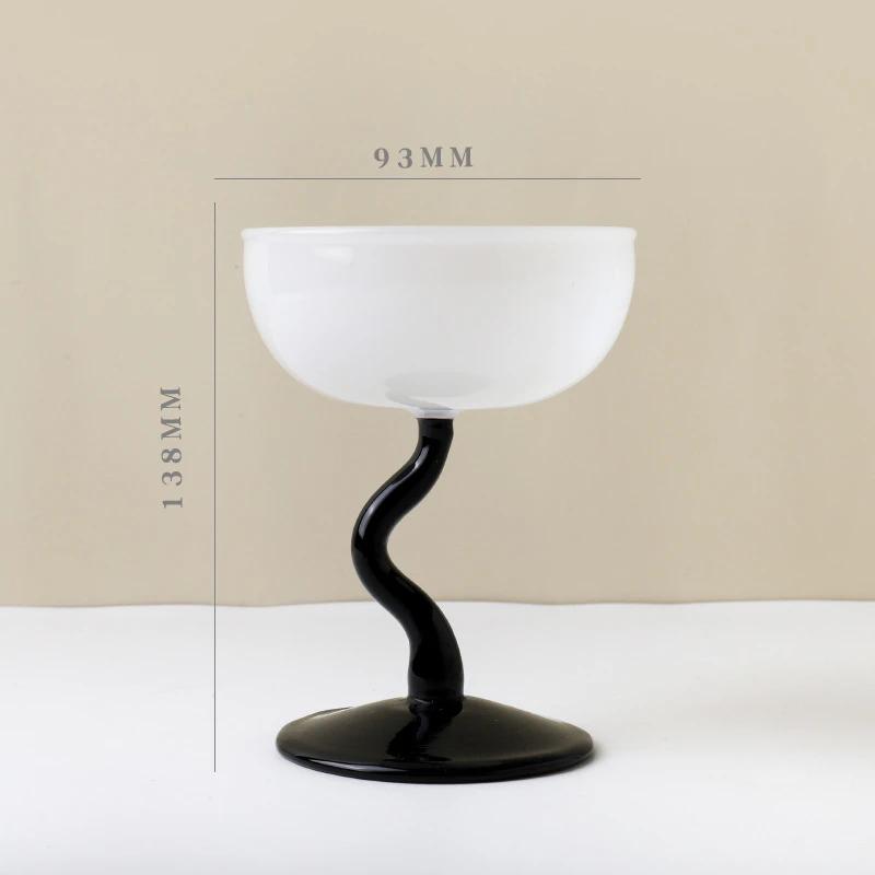 Круглая чаша Кубок Десертный стакан Кружка S-образный стакан Ножка Чаша для мороженого Чашка Стакан для молочного коктейля Десертная чашка Цветное боросиликатное стекло