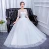 IELGY Plus Size Wedding Women's Skirt Fashion Word Shoulder White Gauze Photo Was Thin Dress