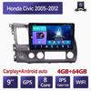 Автомобильный радиоприемник на базе Android Carplay для Honda Civic 2005-2012, автомобильный мультимедийный видеоплеер, GPS-навигация, WIFI, 4 + 64 ГБ