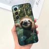 Милый Чехол для Телефона с Ленивцем Для Samsung Galaxy A13,A21s,A22,A31,A32,A52,A53,A71,A80,Мягкий Черный Корпус