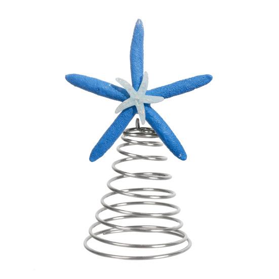 Starfish Christmas Tree Topper Resin Starfish Decoration with Spiral Wire Base Xmas Tree Decoration Starfish for Home Office Parties