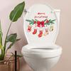 Merry Christmas Toilet Sticker Waterproof Self-adhesive PVC Living Room Bathroom Wall Santa Car Reindeer Stocking Toilet Seat Lid Decoration Decal