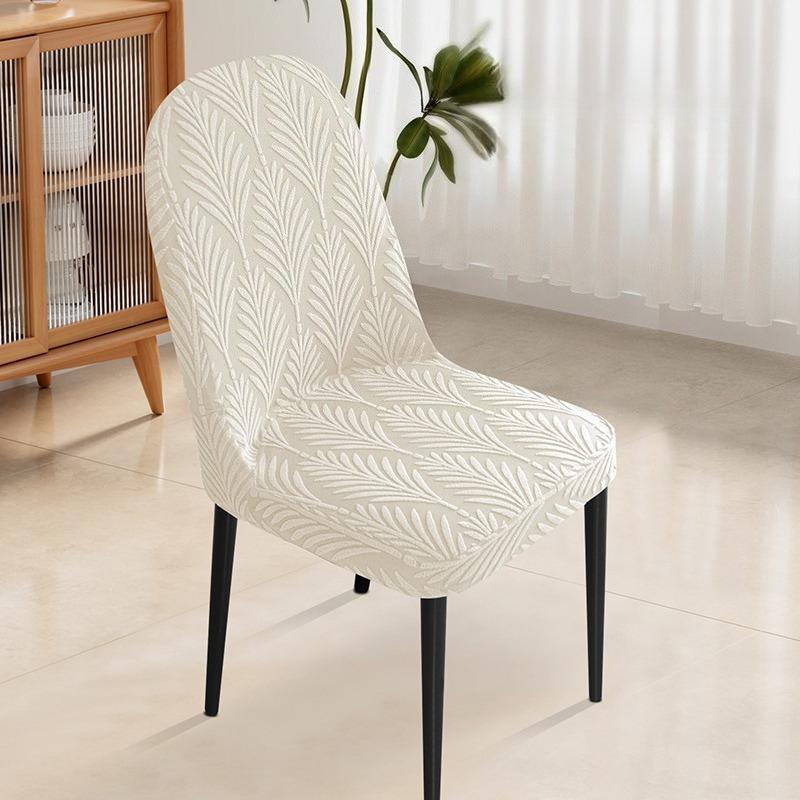 Stretch Chair Cover Leaf Jacquard Dining Chair Slipcover Solid Color Curved Chair Protector for Party Home Pokrowce Na Krzesła