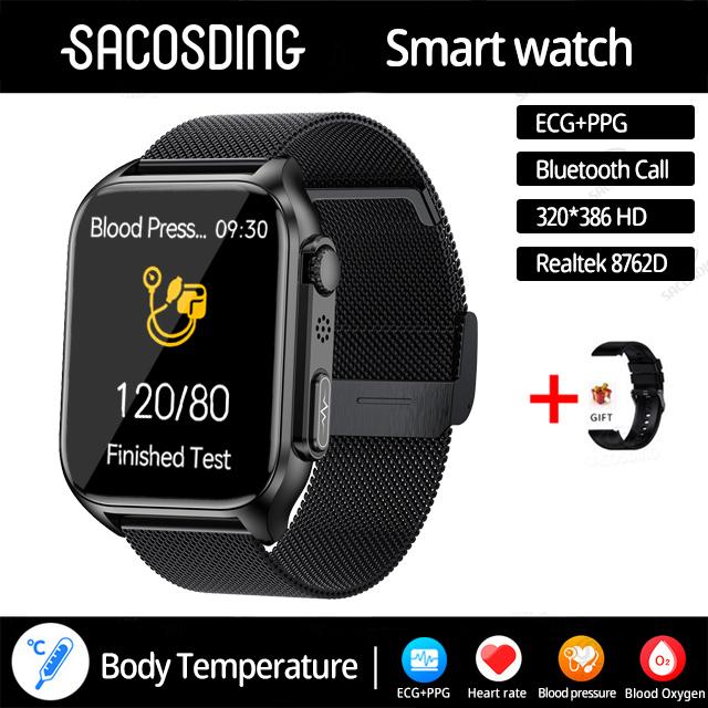 SACOSDING NFC+ЭКГ+PPG Смарт-часы Bluetooth Звонок Автоматический инфракрасный датчик кислорода в крови Частота сердечных сокращений Кровяное давление Мониторинг здоровья Водонепроницаемые часы