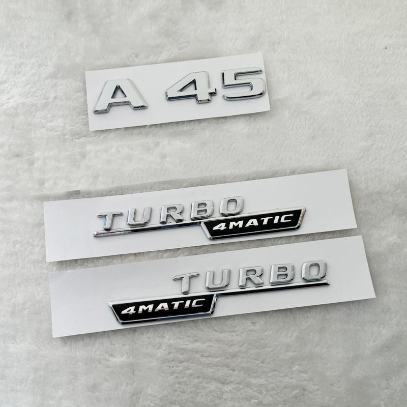 3D ABS Глянцевый Черный Значок Крыла Автомобиля Турбо 4MATIC Наклейка На Задний Багажник Эмблема AMG Логотип A45 Для Mercedes Benz A 45 AMG W176 W177