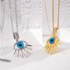 Fashion Hamsa Evil Eye Zircon Pendant Necklace Stainless Steel Chains High Grade Geometric Choker Jewelry Gifts For Women Girls