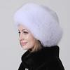 Russian Winter Fur Hat Warm Fluffy Women Round Hat Fluffy Real Fox Rabbit Fur Bucket Hat
