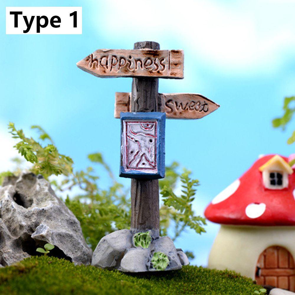 Succulents Bonsai Simulation Stone Signpost Welcome Stake Figurine Fairy Garden Mini Road Sign