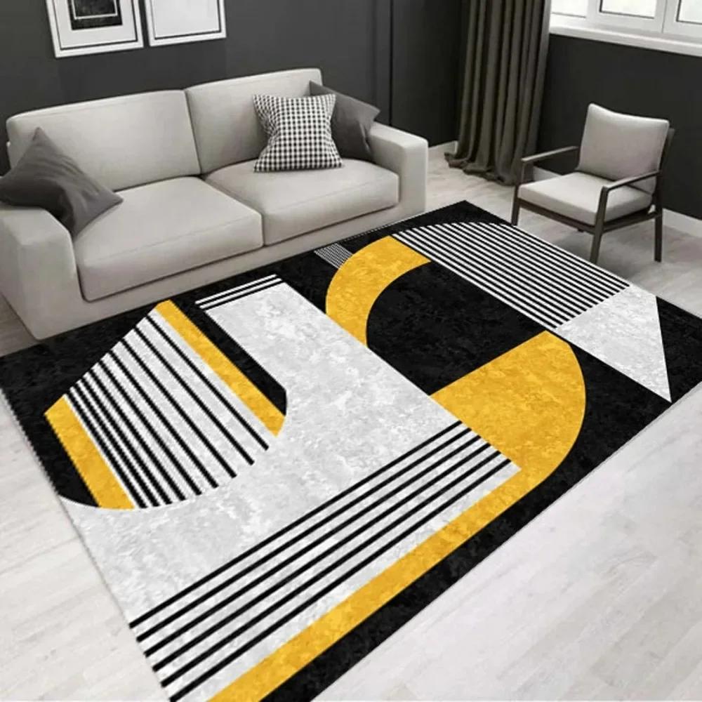 Modern Geometric Line Area Rug Non-Slip Carpet for Living Room Bedroom Rug Washable Floor Mat for Bathroom Kitchen Doormat
