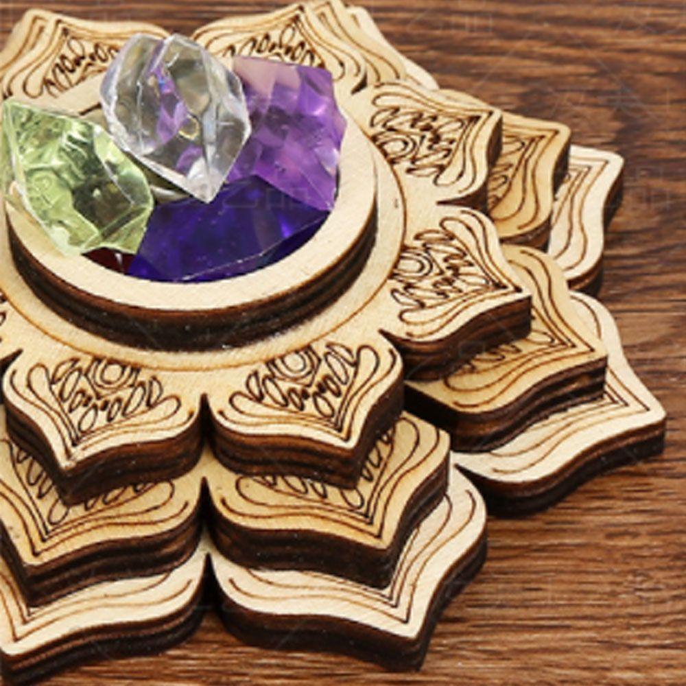 To Use Lotus Pattern Crystal Carving Crystal Ball Base Meditation Decor Wooden Ornaments Wood Base