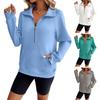 Women's Sweatshirts Half Zip Long Sleeve Lapel Sweater Casual Pullover Top with Pocket Autumn Loose Clothes