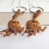 2PCSImitation Wood Three-dimensional Elephant Keychain Pendant Resin Pendant Keychain