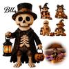 Indoor Festive Home Accents Wooden Halloween Figurine with Lantern, Pumpkin Scarecrow Skeleton Mummy Ghost Witch Artistic Carved Wood Decor