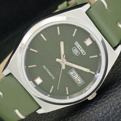 ВОССТАНОВЛЕННЫЕ ВИНТАЖНЫЕ МУЖСКИЕ ЧАСЫ SEIKO 5 AUTOMATIC JAPAN С ЗЕЛЕНЫМ ЦИФЕРБЛАТОМ a434689-2