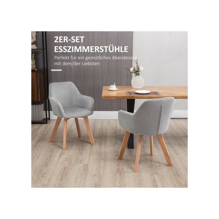 Chaise de salle à manger - MUVOE - Ensemble de 2 chaises - Accoudoirs - Dossier ergonomique - Gris