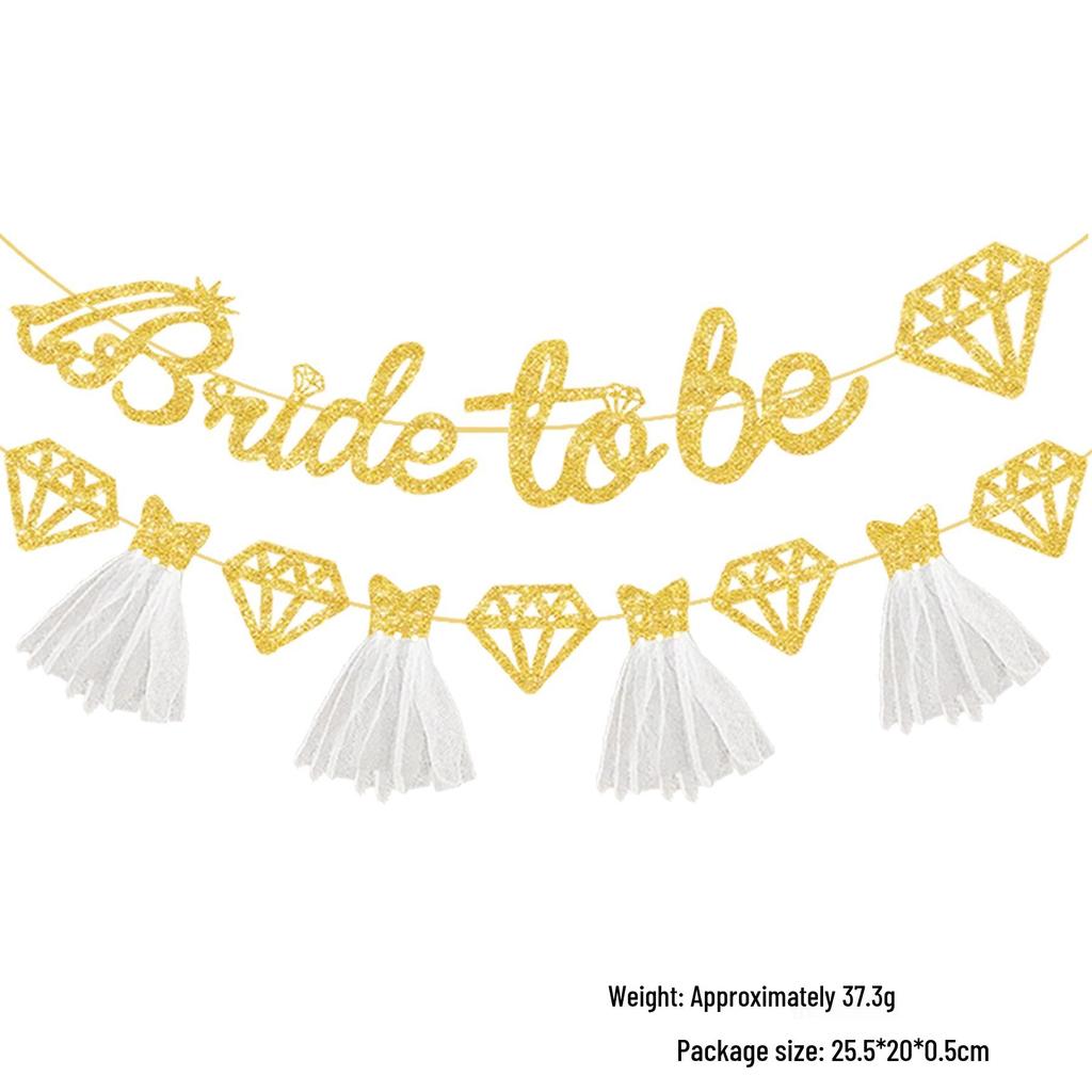 Bridal Shower Banner - Wedding Dress & Pink Glitter Lettering