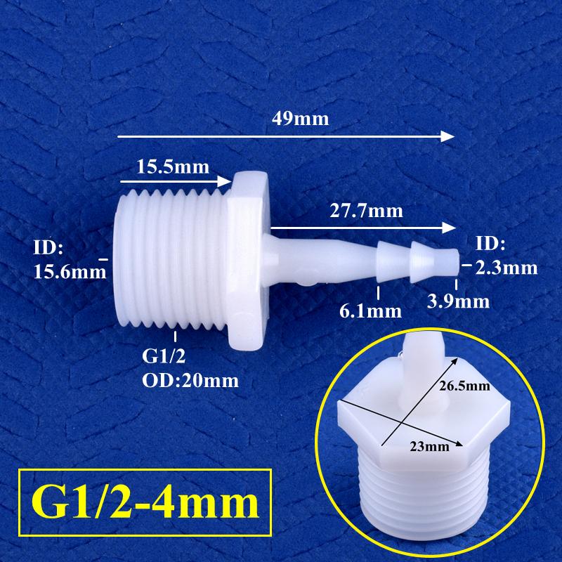 10pcs/lot PE Pagoda Direct Connector G1/2" 3/4" Male Thread To 4~25mm Barb Joints Aquarium Adapter Air Pump Tube Connector Micro Irrigation Hose Joint
